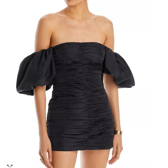 NWT! RHODE Suzette Off The Shoulder Mini Dress Black Sz 4 - Picture 1 of 9